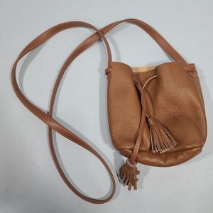 Shaffer Los Angeles Greta Bucket Bag Cross Body Brown Leather